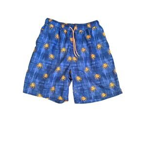 Peter Millar Mens Small Blue Orange Octopus Swim Trunks Board Shorts